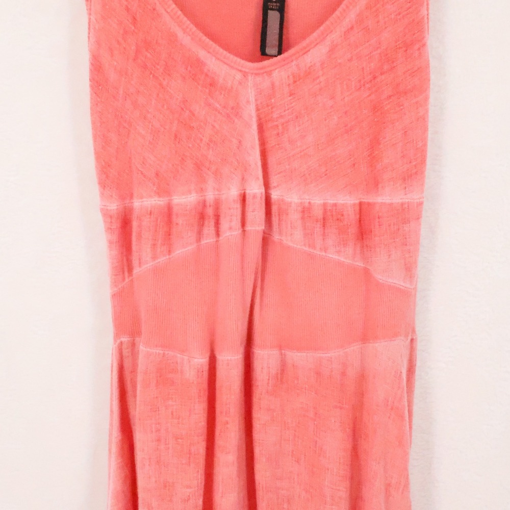 Inizio Lagenlook Linen Bubble Midi Dress Womens Size S Coral Pink Boho Italy - Picture 9 of 12